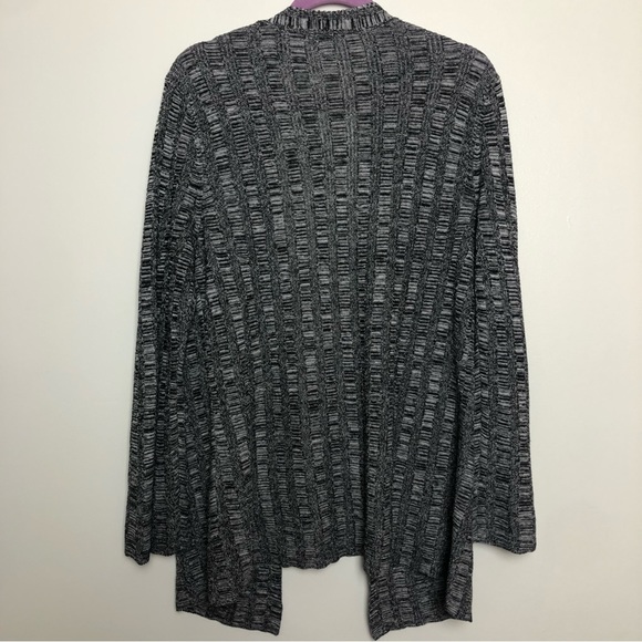 Eileen Fisher Silk & Organic Linen Long Sleeve Cardigan Black & White Size Small - Picture 3 of 5